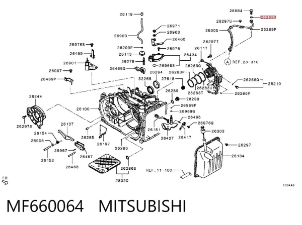 Vedante anular de tubos do sistema de lubrificação MF660064 Mitsubishi