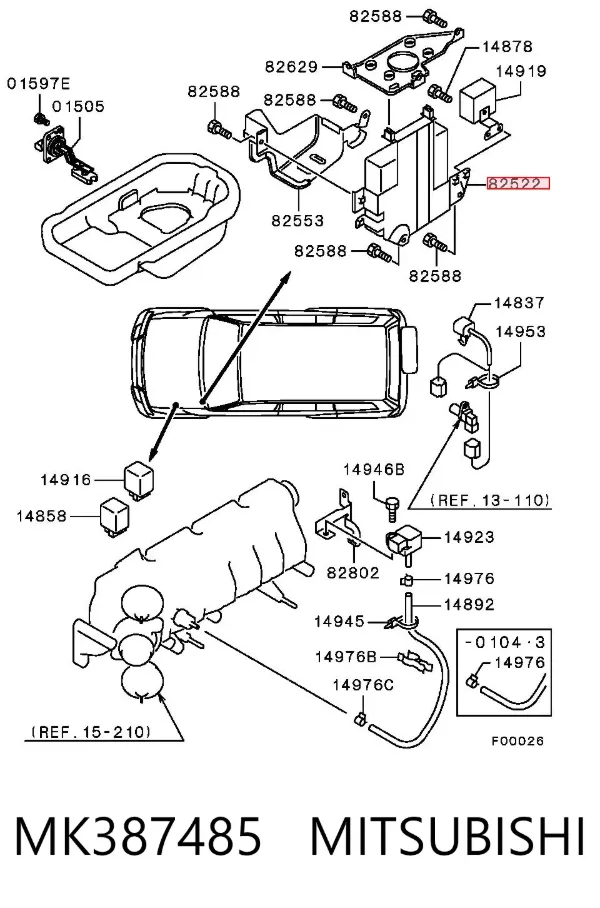 Módulo de direção (Centralina eletrônica) de motor MK387485 Mitsubishi