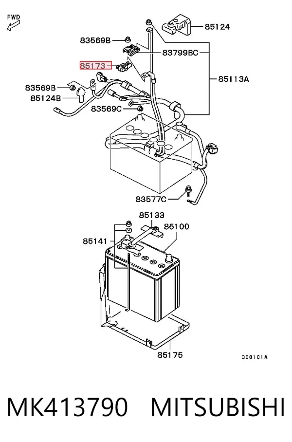 Borne de bateria recarregável (PILHA) MK413790 Chrysler
