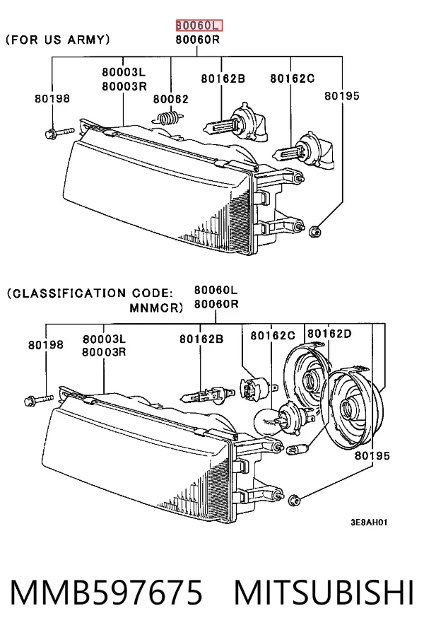 Luz esquerda MMB597675 Mitsubishi