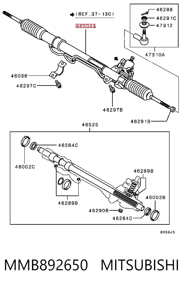 Cremalheira da direção MMB892650 Mitsubishi