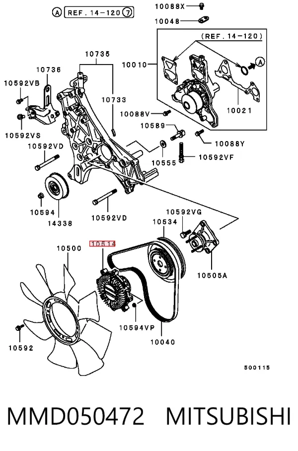 Acoplamento viscoso de ventilador de esfriamento MMD050472 Mitsubishi