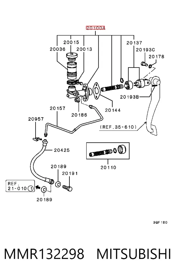 Cilindro mestre de embraiagem MMR132298 Mitsubishi