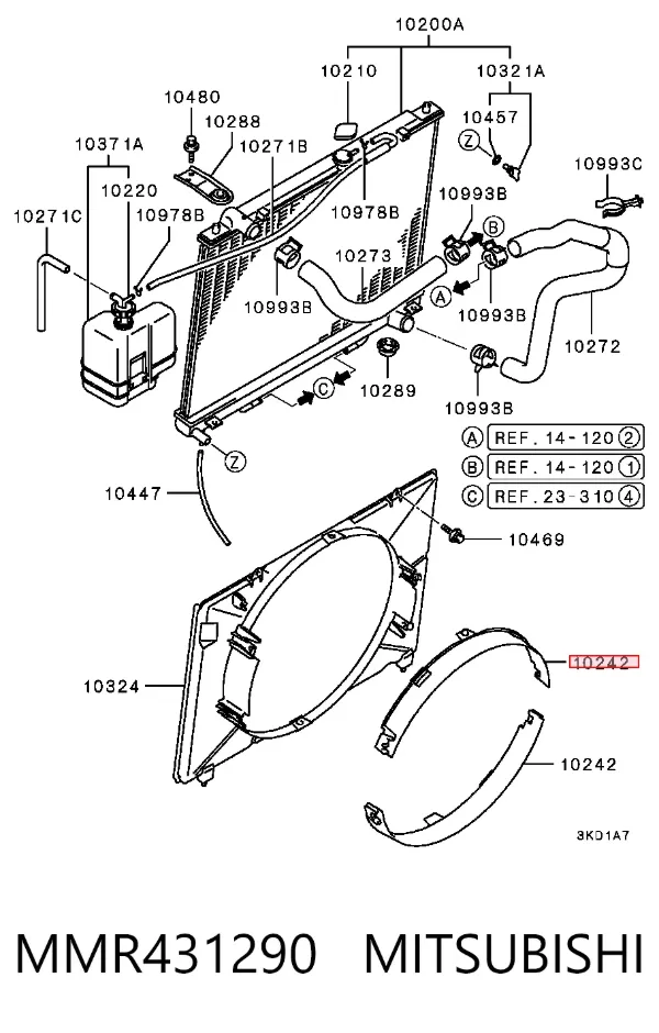 Conduto de ar (defletor) do radiador 3S121034 AND