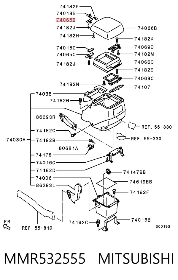 Fecho da caixa para luvas MMR532555 Mitsubishi