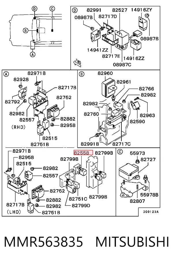 Relê de pisca-pisca MMR563835 Mitsubishi