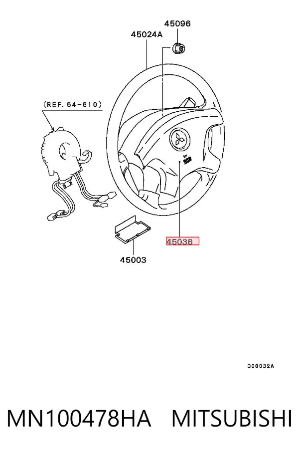 Cinto de segurança (AIRBAG) de condutor MN100478HA Mitsubishi