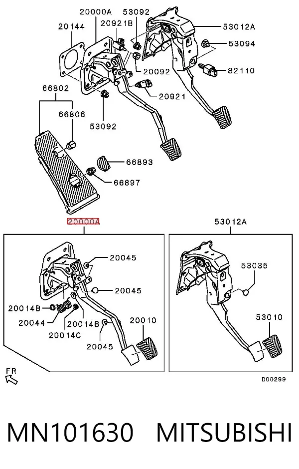 Pedal de embraiagem MN101630 Mitsubishi