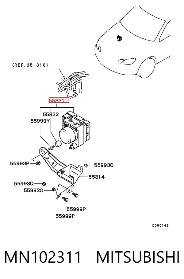 Unidade hidráulico de controlo ABS MN102311 Mitsubishi
