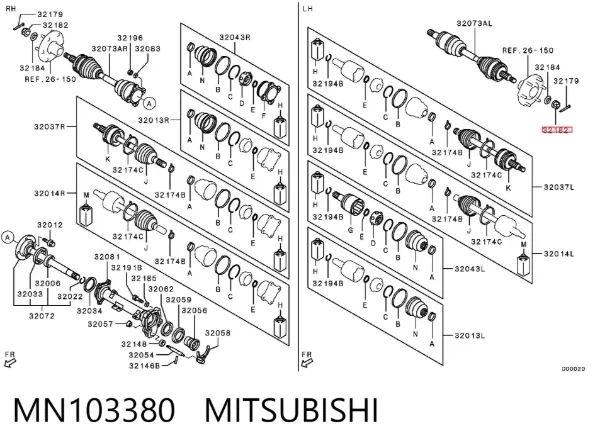 Porca de cubo dianteiro MN103380 Mitsubishi