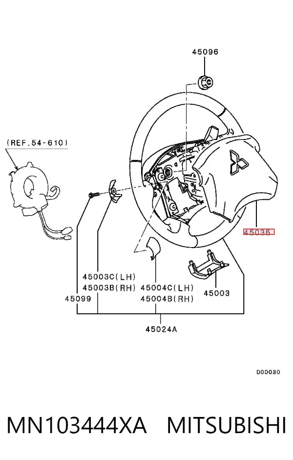 Cinto de segurança (AIRBAG) de condutor MN103444XA Mitsubishi