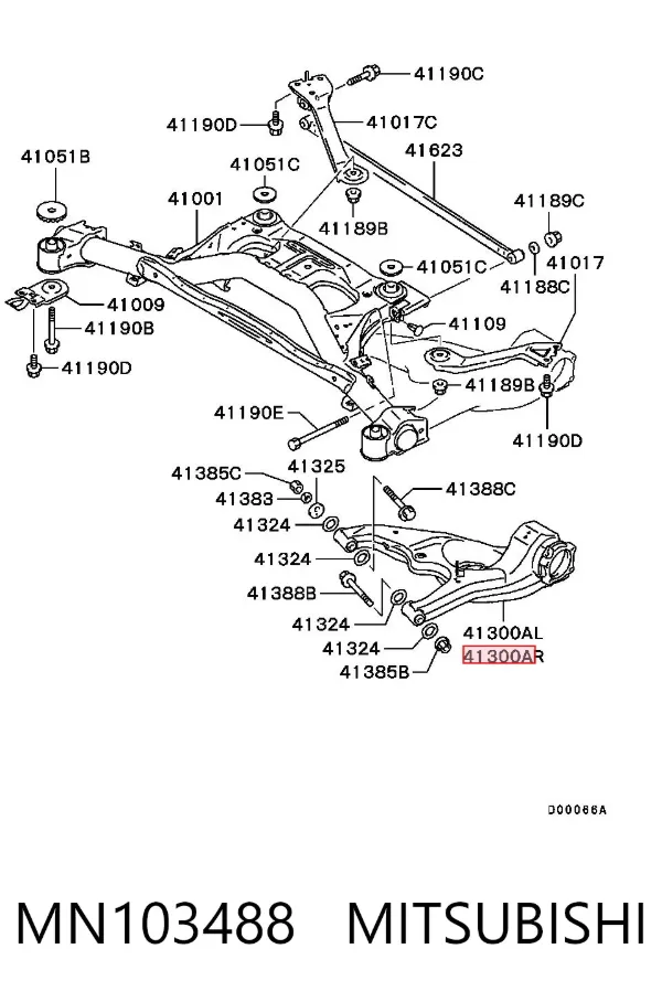 Braço oscilante inferior direito de suspensão traseira MN103488 Mitsubishi