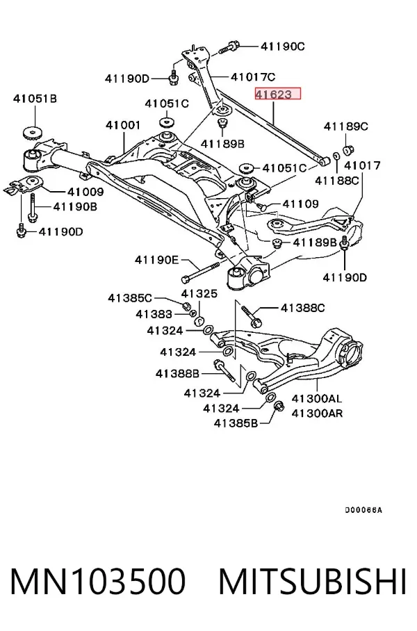 Barra Panhard de suspensão traseira MN103500 Mitsubishi