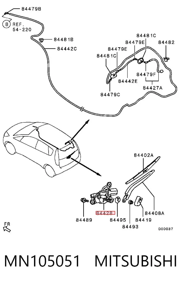 Motor de limpador pára-brisas de vidro traseiro MN105051 Mitsubishi