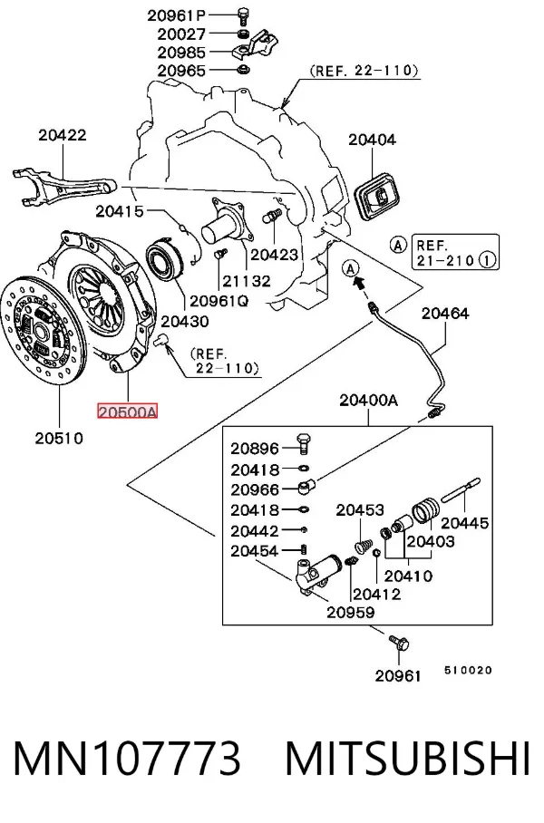 Cesta de embraiagem MN107773 Mitsubishi