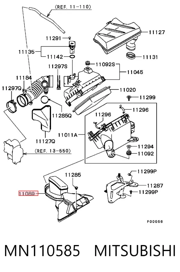Tomada de ar de filtro de ar MN110585 Mitsubishi