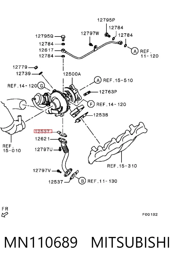 Vedante de mangueira de derivação de óleo de turbina MN110689 Mitsubishi