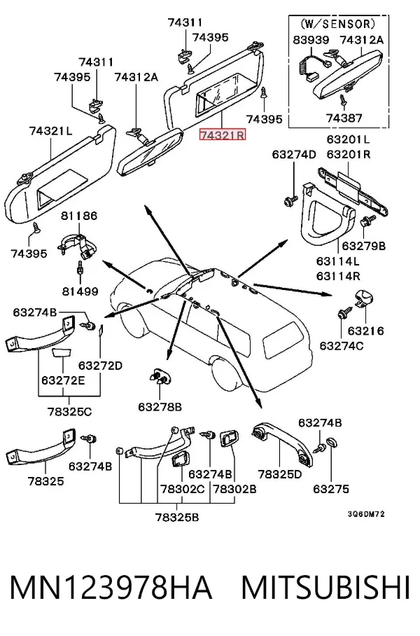 Pala contra o sol MN123978HA Mitsubishi