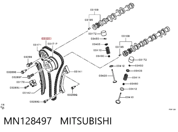 Cadeia do mecanismo de distribuição de gás MN128497 Mitsubishi