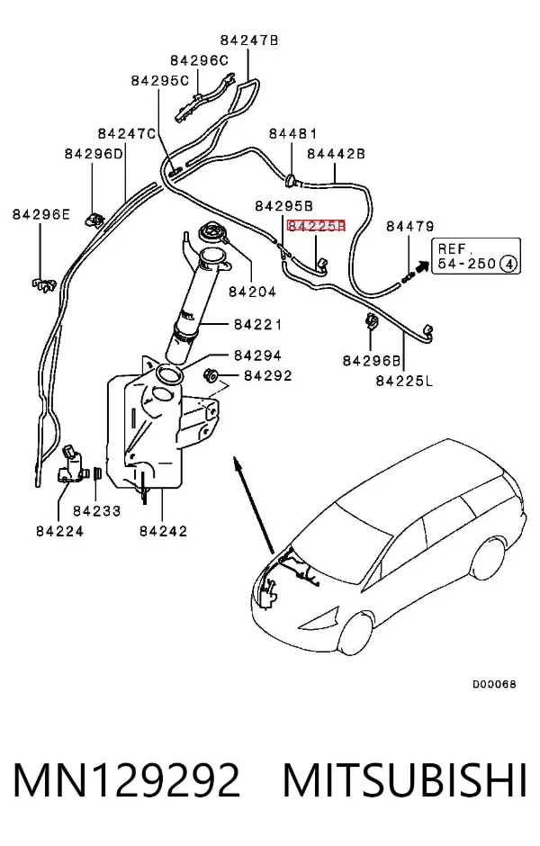Injetor de fluido para lavador de pára-brisas MN129292 Mitsubishi