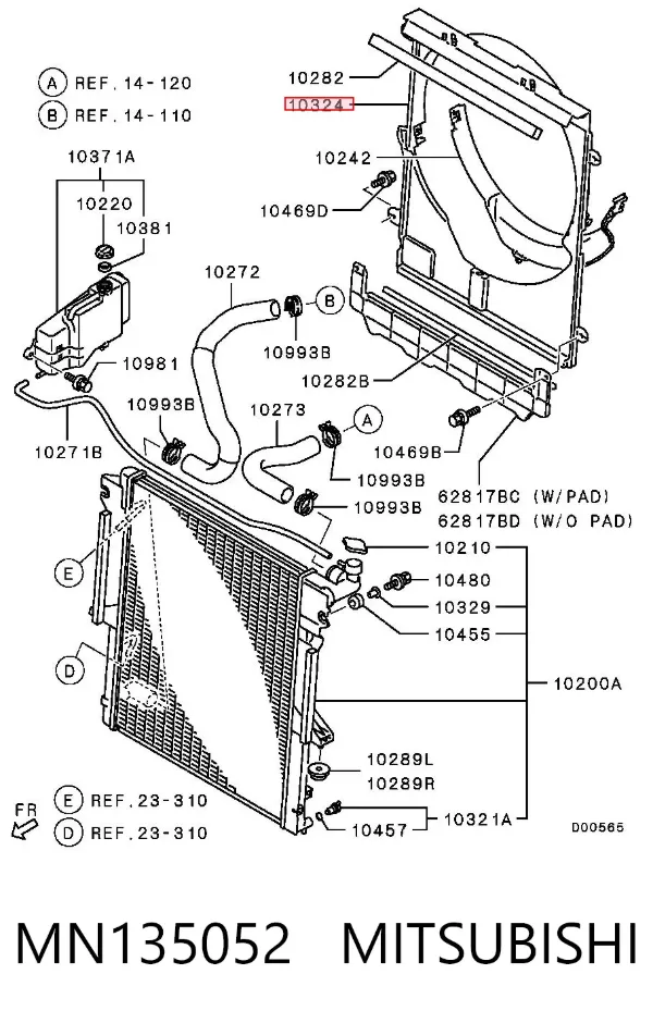 Difusor do radiador de esfriamento MN135052 Mitsubishi