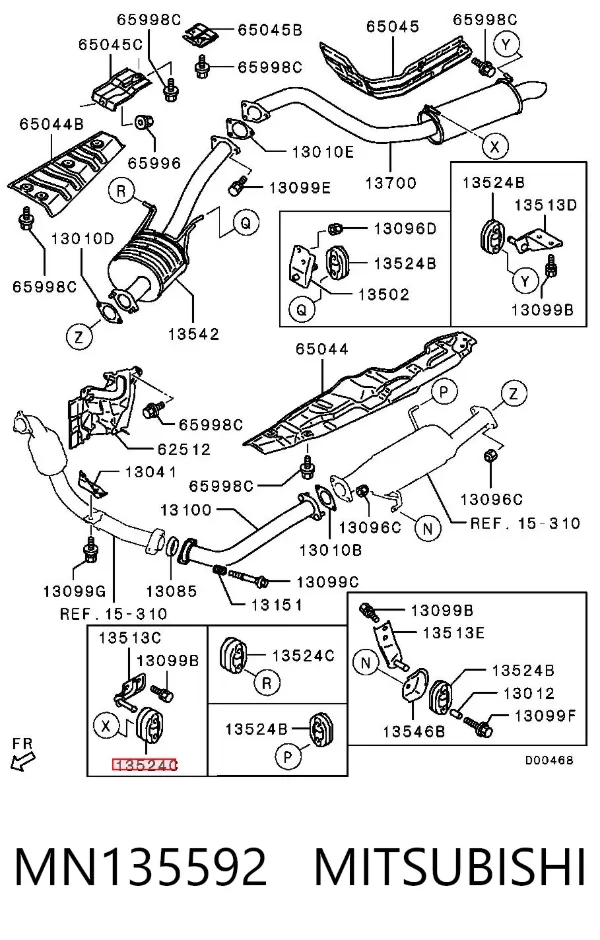 Coxim de fixação do silenciador MN135592 Mitsubishi