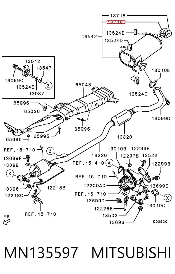 Bocal para o silenciador MN135597 Mitsubishi
