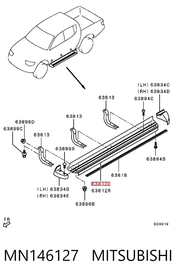 Grampo dobrável esquerdo MN146127 Mitsubishi