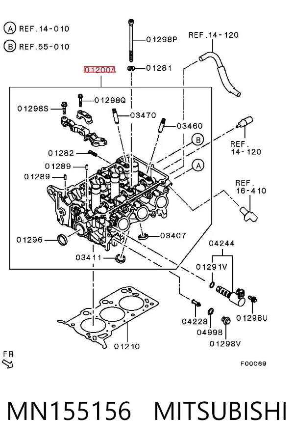 Cabeça de motor (CBC) MN155156 Mitsubishi