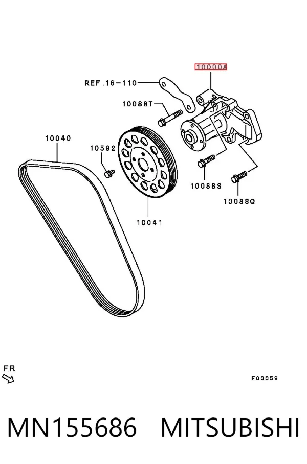Bomba de água (bomba) de esfriamento MN155686 Mitsubishi