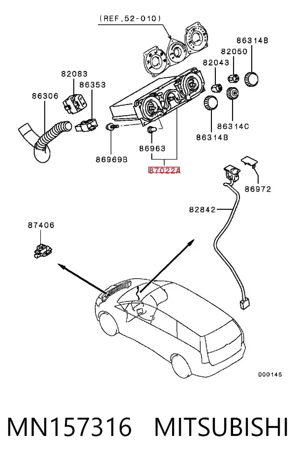 Unidade de controlo dos modos de aquecimento/condicionamento Mitsubishi Grandis NAW