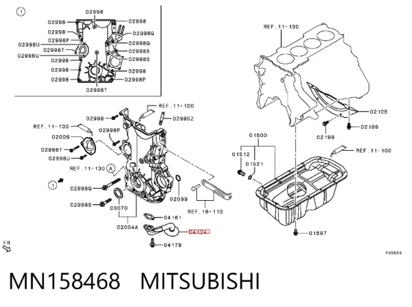 Receptor de óleo (coletor de óleo) Mitsubishi Lancer X