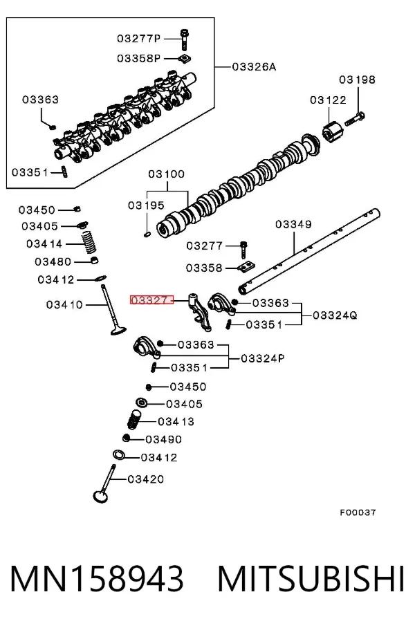 Balanceiro de válvula (balanceiro de válvulas) MN158943 Mitsubishi