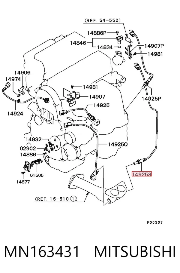 Sonda lambda, sensor de oxigênio depois de catalisador MN163431 Mitsubishi