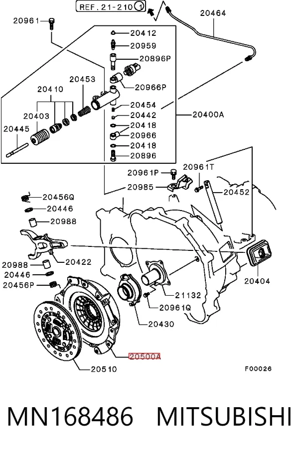 Cesta de embraiagem MN168486 Mitsubishi
