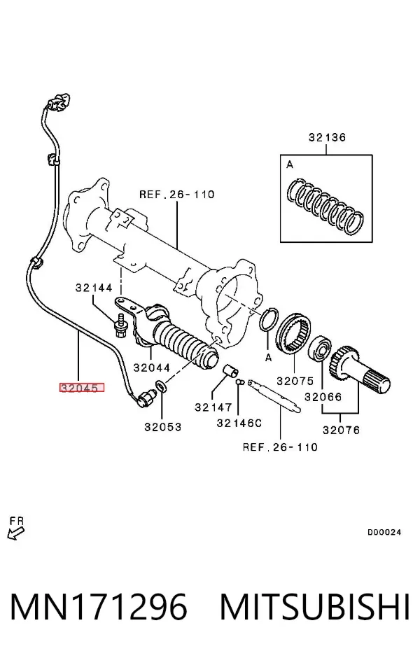 Sensor de ligação do eixo dianteiro MN171296 Mitsubishi