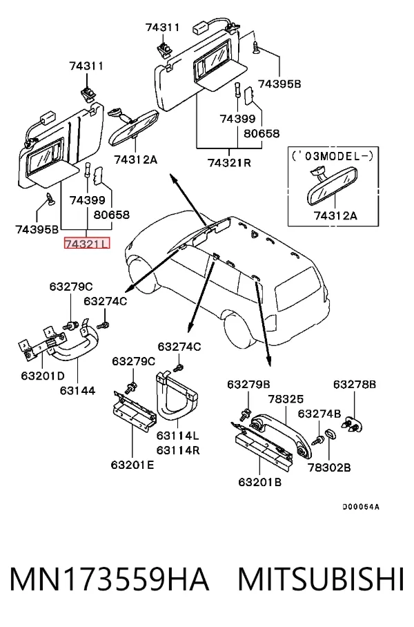 Pala contra o sol MN173559HA Mitsubishi