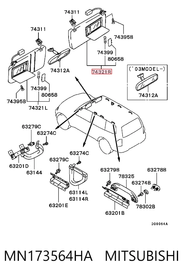 Pala contra o sol MN173564HA Mitsubishi