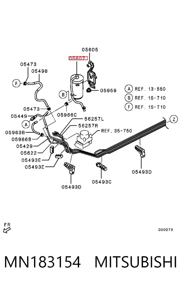 Adsorvedor dos vapores de combustível MN183154 Mitsubishi