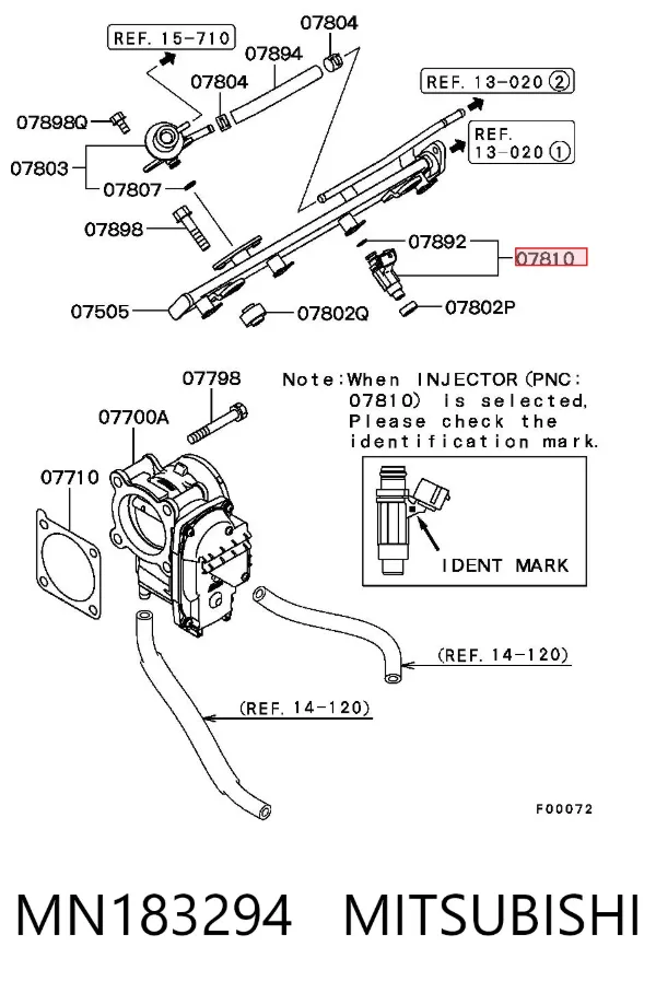 Injetor de injeção de combustível MN183294 Mitsubishi
