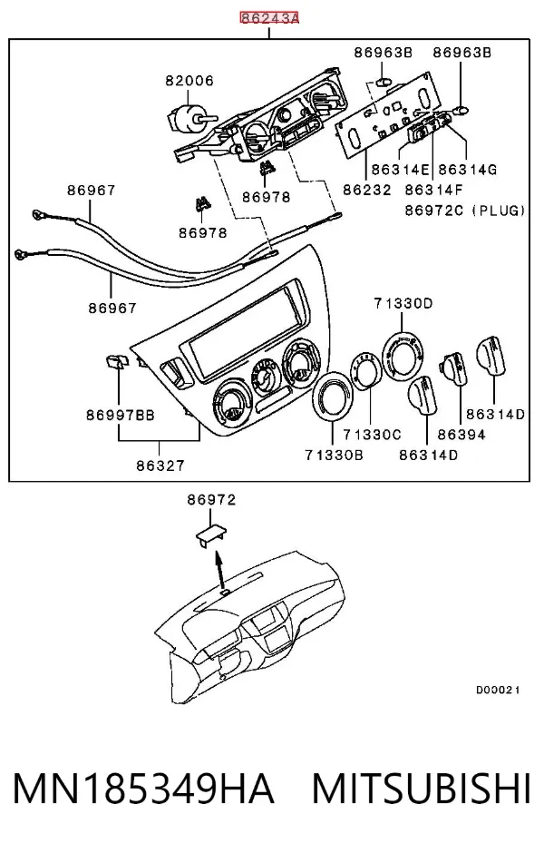 Unidade de controlo dos modos de aquecimento/condicionamento MN185349HA Mitsubishi