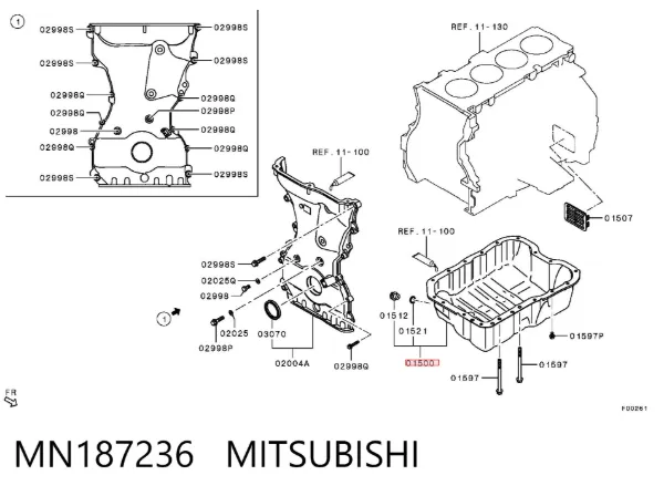 Panela de óleo de cárter do motor MN187236 Mitsubishi