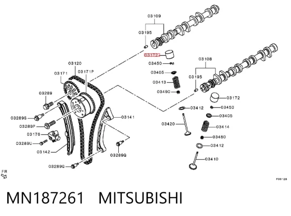 Compensador hidrâulico (empurrador hidrâulico), empurrador de válvulas MN187261 Mitsubishi