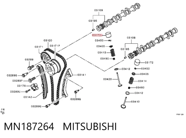 Compensador hidrâulico (empurrador hidrâulico), empurrador de válvulas MN187264 Mitsubishi
