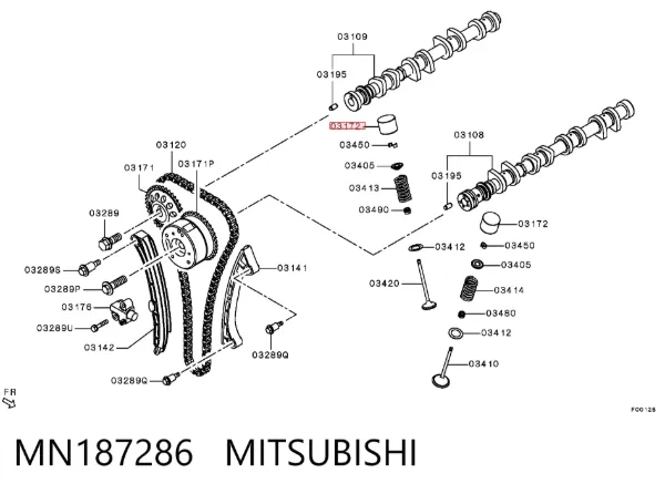 Compensador hidrâulico (empurrador hidrâulico), empurrador de válvulas MN187286 Mitsubishi