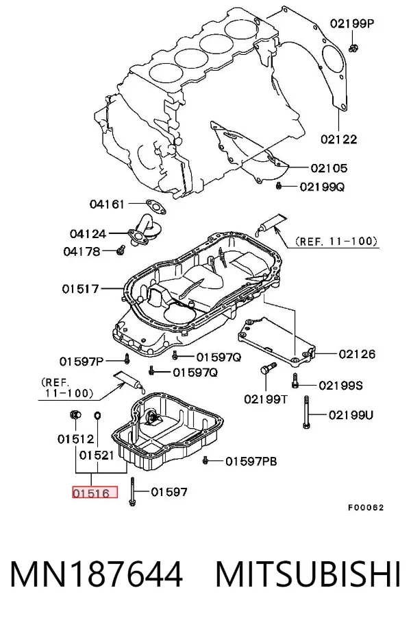 Panela de óleo de cárter do motor MN187644 Mitsubishi