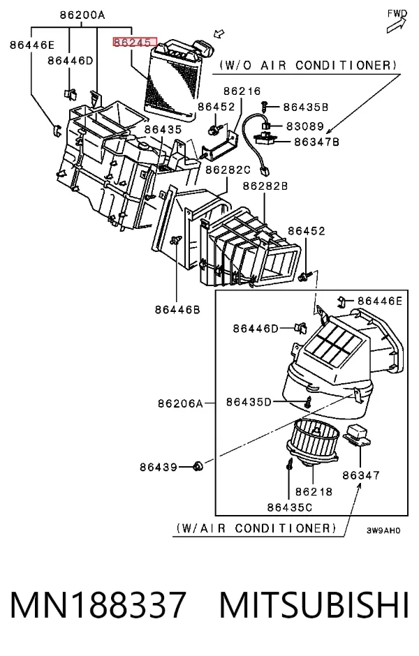 Radiador de forno (de aquecedor) MN188337 Mitsubishi