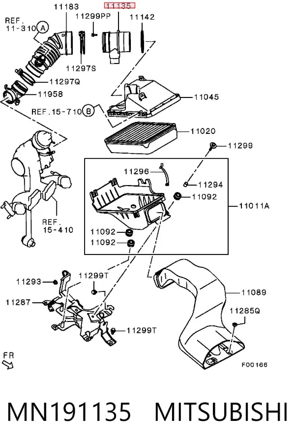 Sensor de fluxo (consumo) de ar, medidor de consumo M.A.F. - (Mass Airflow) MN191135 Mitsubishi