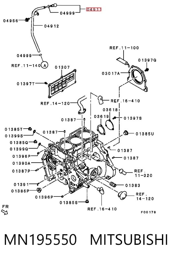 Sonda (indicador) do nível de óleo no motor MN195550 Mitsubishi