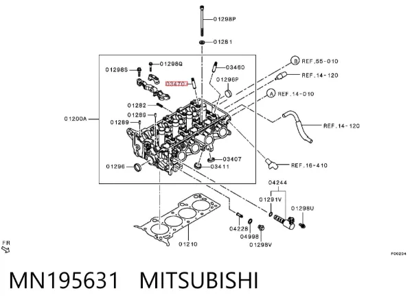 Guia de válvula de admissão MN195631 Mitsubishi